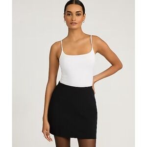 Express Studio Stretch Crepe Mini Skirt Pitch Black High Waisted Size Medium